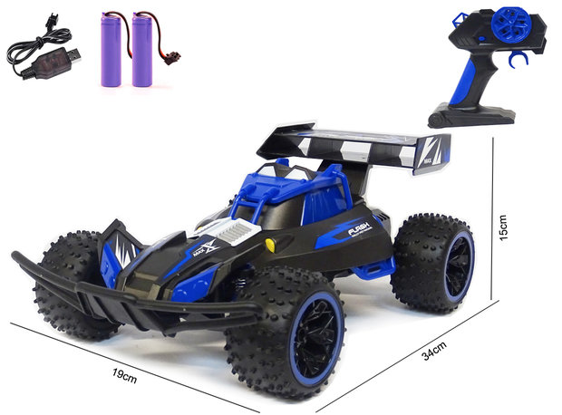 RC Buggy - 2.4GHZ radio grafisch bestuurbare auto 12km/u - 1:16 - oplaadbaar 2x accu