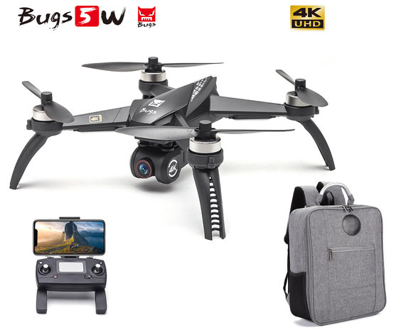 Drone MJX Bugs 5W 4K Ultra HD live camera + GPS 1000M Brushless motoren + Opbergtas