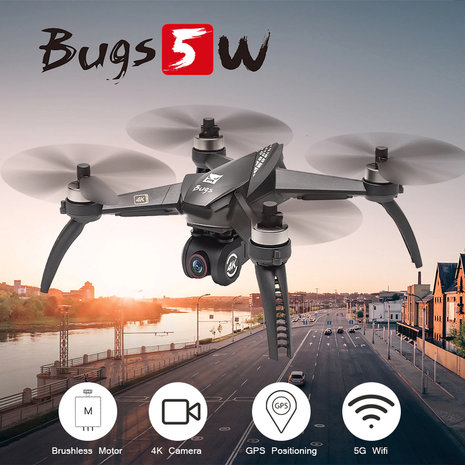 Drone MJX Bugs 5W 4K Ultra HD live camera + GPS 1000M Brushless motoren + Opbergtas