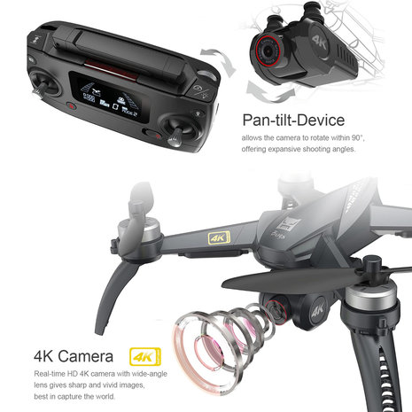 Drone MJX Bugs 5W 4K Ultra HD live camera + GPS 1000M Brushless motoren + Opbergtas