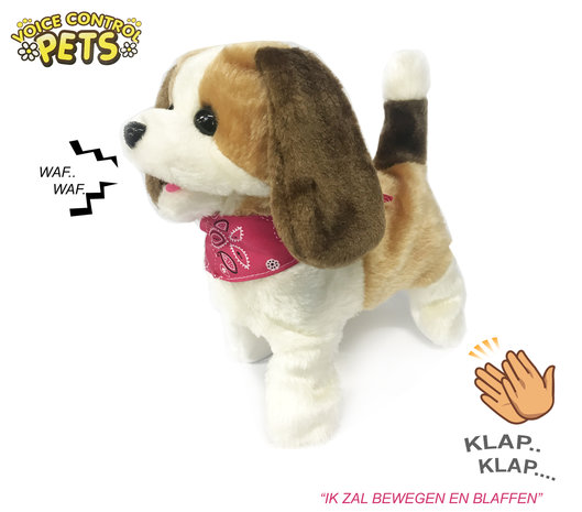Clap Dog - Interactieve Puppy - kan blaffen en bewegen op geluid - Voice Control dog- 29CM 