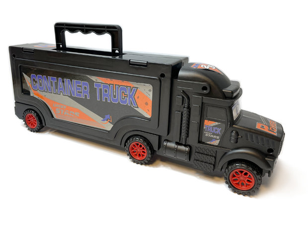 Bouw vrachtwagen transporter truck - speelgoed mini werkvoertuigen - 6-delig set - 34cm