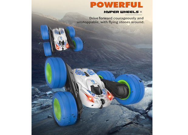 Rc stunt auto - Hyper Wheels - dubbelzijdig  360 graden - 2.4ghz off road stunt car  1:28 - TKKJ - radio grafisch bestuurbare auto 