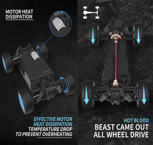 Rc auto 4x4 WD Rally 25km/u - TKKJ K06 - 2.4GHZ 1:16 - OFF ROAD Sport Thunder Car 