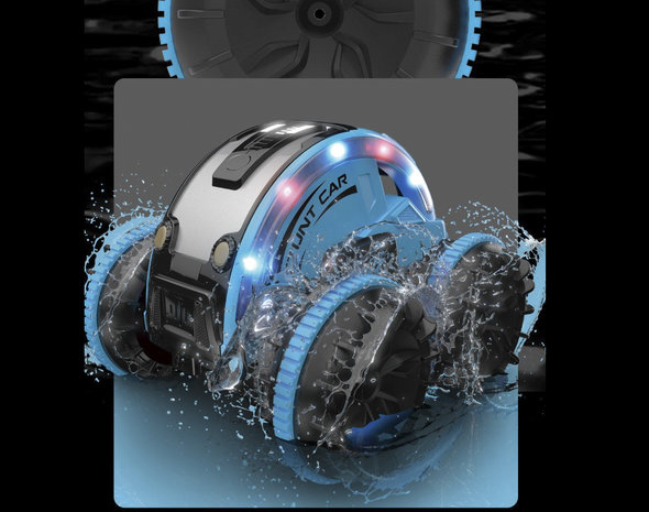 Rc stunt auto en boot 2in1 Amphibious - 2.4GHZ 4WD - verwisselbare banden - LED Lights, Waterproof