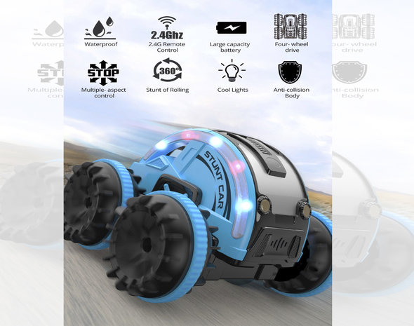 Rc stunt auto en boot 2in1 Amphibious - 2.4GHZ 4WD - verwisselbare banden - LED Lights, Waterproof