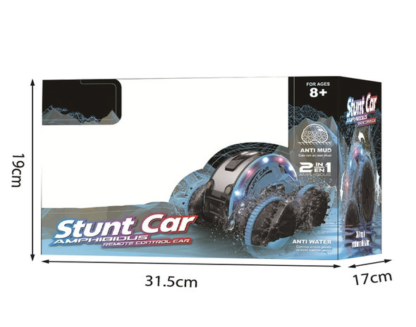 Rc stunt auto en boot 2in1 Amphibious - 2.4GHZ 4WD - verwisselbare banden - LED Lights, Waterproof