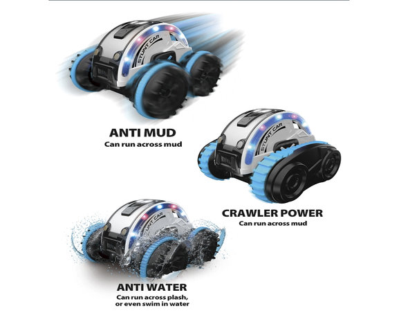 Rc stunt auto en boot 2in1 Amphibious - 2.4GHZ 4WD - verwisselbare banden - LED Lights, Waterproof