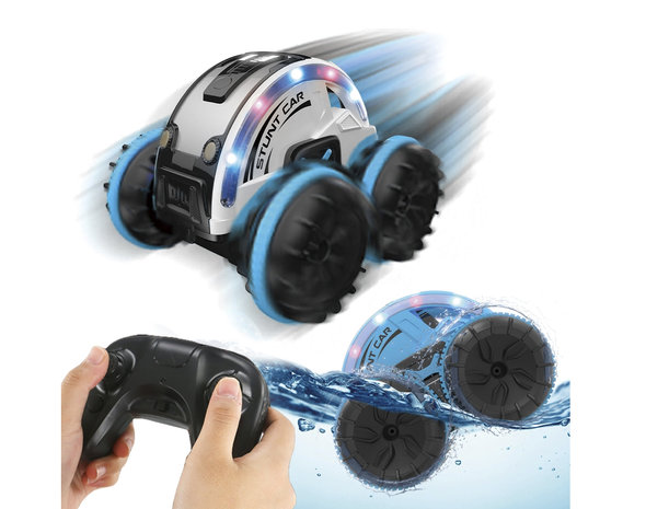 Rc stunt auto en boot 2in1 Amphibious - 2.4GHZ 4WD - verwisselbare banden - LED Lights, Waterproof