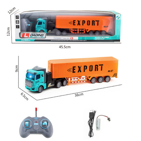 Rc Vrachtwagen met trailer - Export transporter Truck LOADING - 1:46 27MHZ