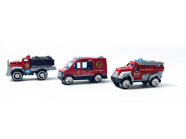 Speelgoed mini brandweer auto&#039;s set - 3 stuks - model auto&#039;s Die Cast 