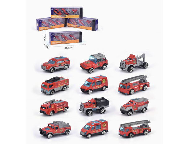 Speelgoed mini brandweer auto&#039;s set - 3 stuks - model auto&#039;s Die Cast 
