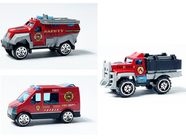 Speelgoed mini brandweer auto&#039;s set - 3 stuks - model auto&#039;s Die Cast 