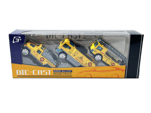 Speelgoed mini werkvoertuigen auto&#039;s set - 3 stuks - model auto&#039;s Die Cast