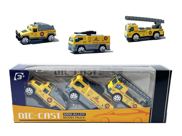 Speelgoed mini werkvoertuigen auto&#039;s set - 3 stuks - model auto&#039;s Die Cast