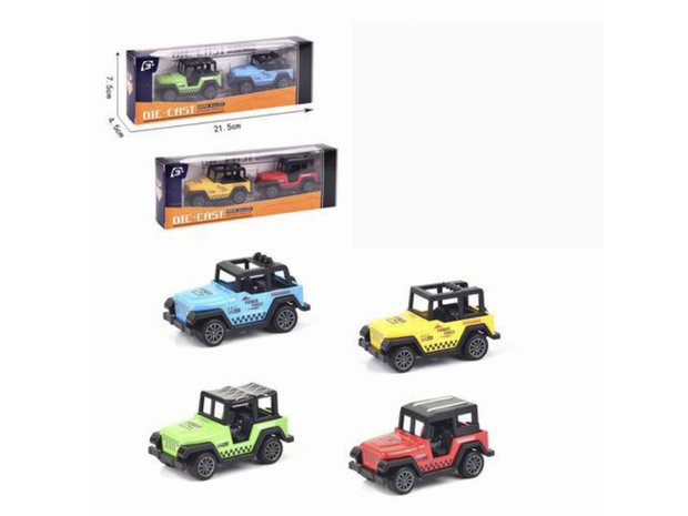 Speelgoed mini jeep auto&#039;s set - 2 stuks - model auto&#039;s Die Cast