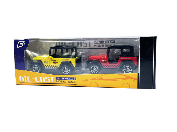 Speelgoed mini jeep auto&#039;s set - 2 stuks - model auto&#039;s Die Cast