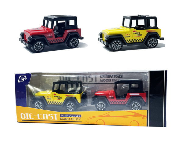 Speelgoed mini jeep auto&#039;s set - 2 stuks - model auto&#039;s Die Cast