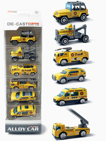 Mini werkvoertuigen set 6 stuks - model auto&#039;s Die Cast