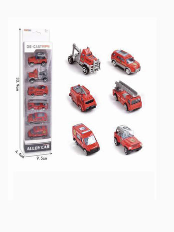 Mini brandweer wagens set 6 stuks - model auto&#039;s Die Cast