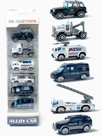 Mini politiewagens set 6 stuks - model auto&#039;s Die Cast