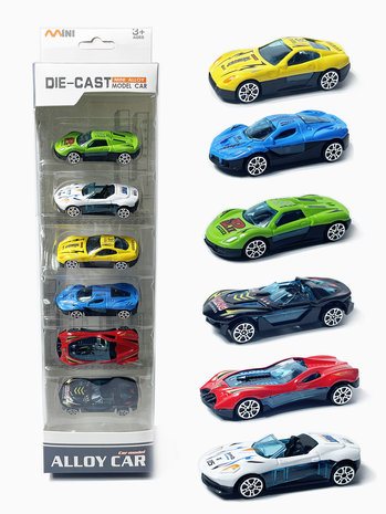 Mini sport auto&#039;s set 6 stuks - model auto&#039;s Die Cast