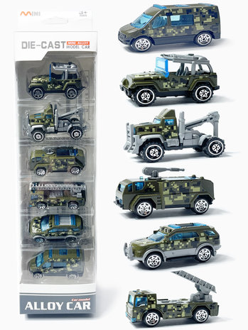 Mini militaire voertuigen set 6 stuks - model auto's Die Cast