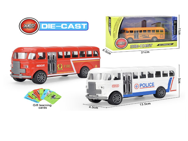 Speelgoed Die cast voertuigen - brandweer, politiewagen, schoolbus mix