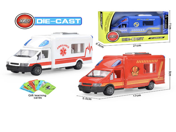 Speelgoed Die cast voertuigen - politiewagen, ambulance, brandweer auto mix 17cm