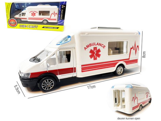 Speelgoed Die cast voertuigen - politiewagen, ambulance, brandweer auto mix 17cm