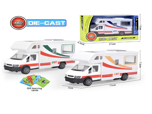 Caravan speelgoed voertuig - Vakantie camper - Die Cast - pull-back drive - 17CM