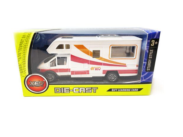 Caravan speelgoed voertuig - Vakantie camper - Die Cast - pull-back drive - 17CM