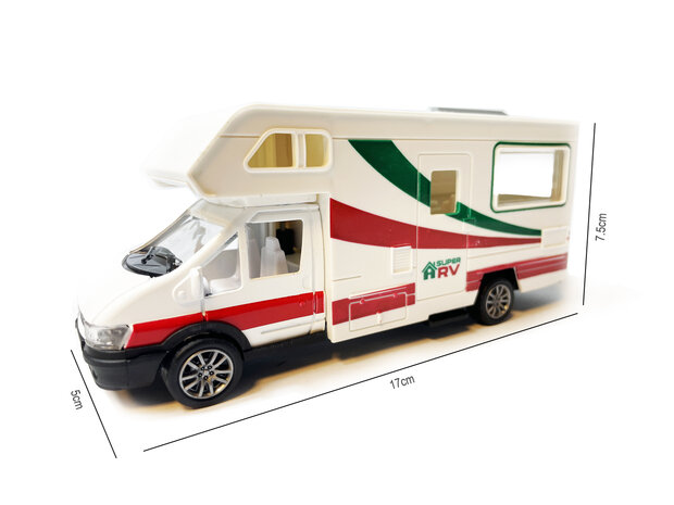 Caravan speelgoed voertuig - Vakantie camper - Die Cast - pull-back drive - 17CM