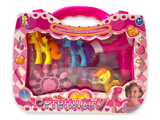 Speelgoed make up koffer incl. accessoires en pony&#039;s