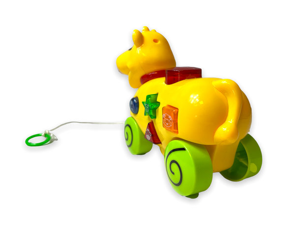 Speelgoed trekdier koe - met geluid en lichtjes - Lovely pet - 2 kleuren