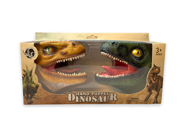 2in1 Hand Puppet Tyrannosaurus speelgoed - rubber Realistic handpop dinosaurus - set 2stuks