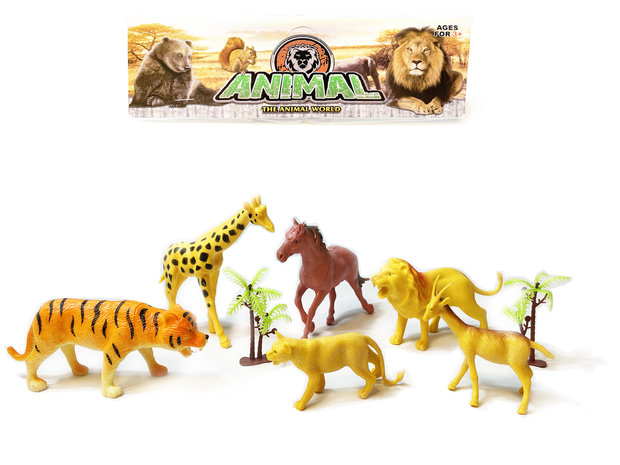 Wilde dieren speelgoed figuren set - The Animal World - Speelset dieren 6 stuks