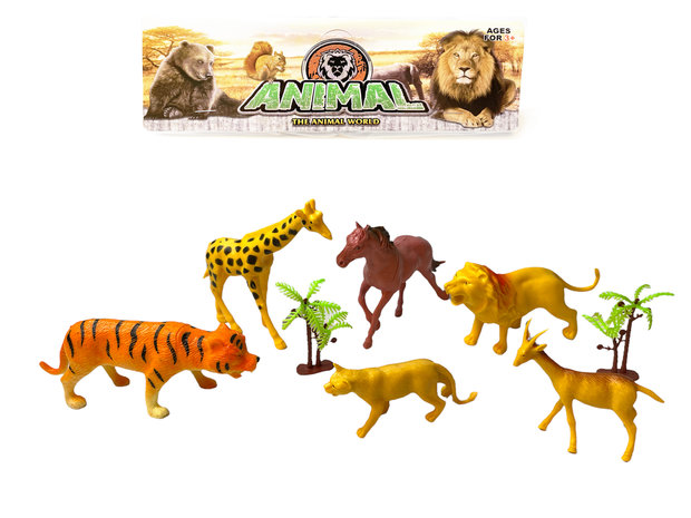 Wilde dieren speelgoed figuren set - The Animal World - Speelset dieren 6 stuks