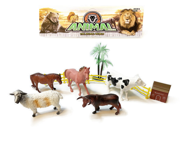 Boerderij figuren set - The Animal World - Speeldieren 8-delig set - speelgoeddieren