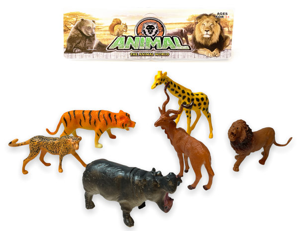 Wilde dieren speelgoed figuren set - The Animal World - Speelset dieren 6 stuks