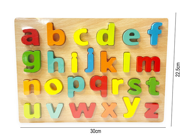 Houten alfabet inlegpuzzel - letters puzzel bord  speelgoed - afmeting 30x22.5 CM