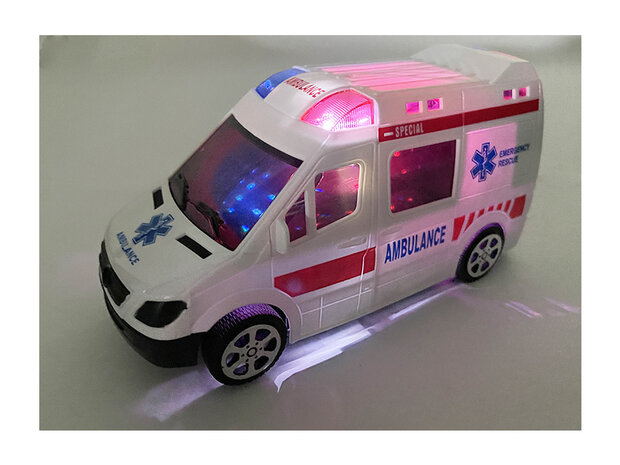 Speelgoed Ambulance met LED licht en geluidseffecten - kan zelf rijden - 16CM