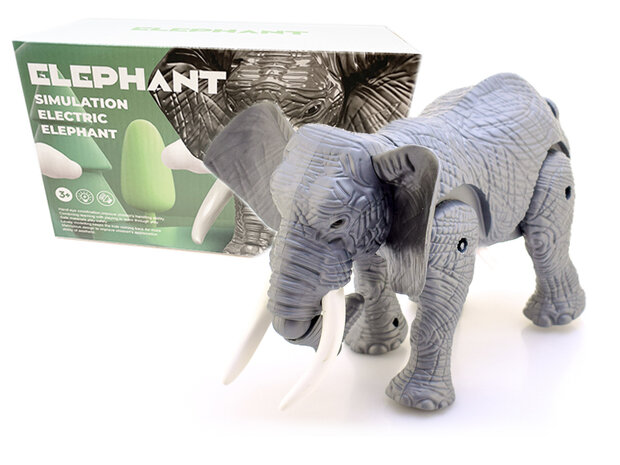 Spielzeugelefant &ndash; kann laufen und Elefantenger&auml;usche machen &ndash; beweglicher Schwanz &ndash; Elefant 27 cm