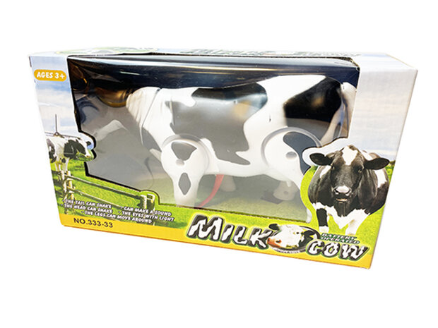 Speelgoed koe - kan lopen en koeien geluiden maken - met bewegende staart - interactieve milk Cow 25CM