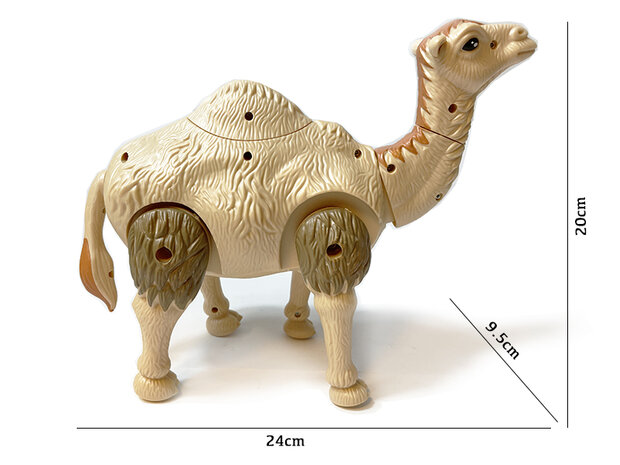 Speelgoed kameel - kan lopen maakt kamelen geluiden - met muziek - interactief - bewegende staart  - Desert Camel 24CM