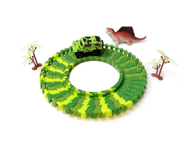 Dinosaurus racebaan set - Dinosaur Track car set 51 stuks 