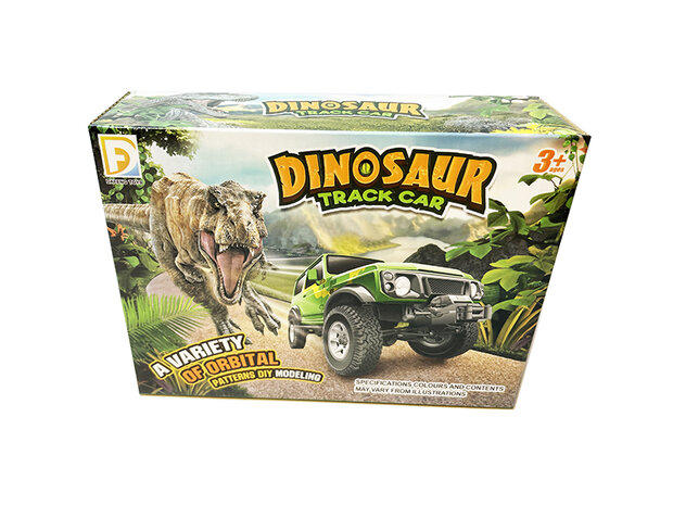 Dinosaurus racebaan set - Dinosaur Track car set 51 stuks 