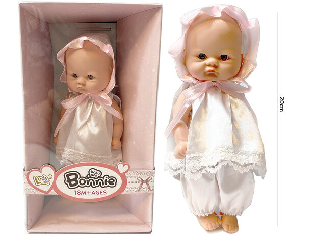 Reborn babypop met kapje - schattige baby pop Bonnie - zachte knuffel pop - 20CM