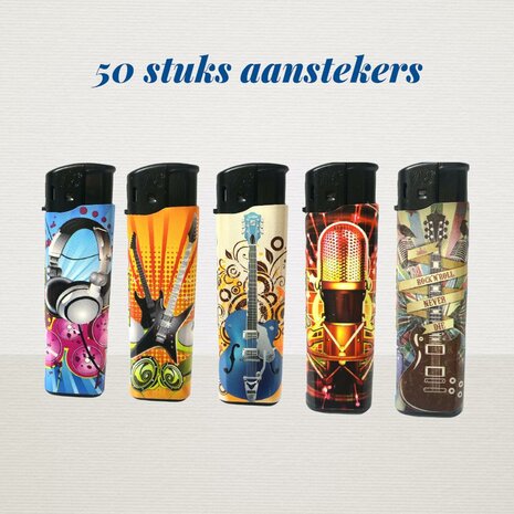 Lighters Click 50 pieces, With instrument print.