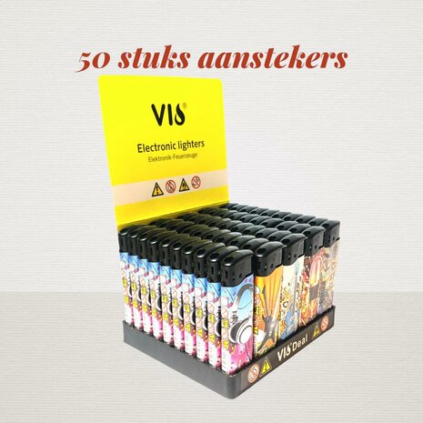 Aanstekers Klik 50 stuks, Met instrumentenprint.